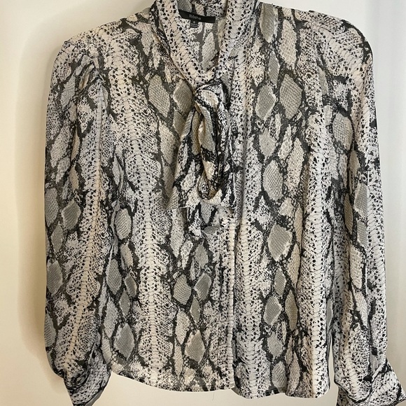 Snake Print PussyBow Button Down - Picture 1 of 3
